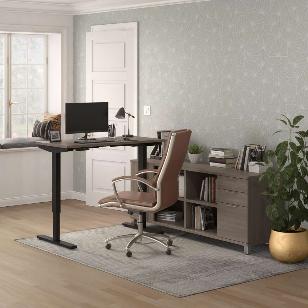 Bestar - Pro-Linea 72W L-Shaped Standing Desk in Bark Grey - 120857-47 veiw 7