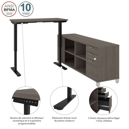 Bestar - Pro-Linea 72W L-Shaped Standing Desk in Bark Grey - 120857-47 veiw 10