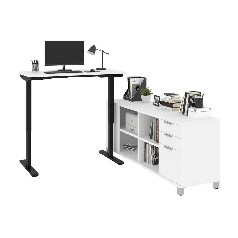 Bestar - Pro-Linea 72W L-Shaped Standing Desk in White - 120857-17 veiw 2