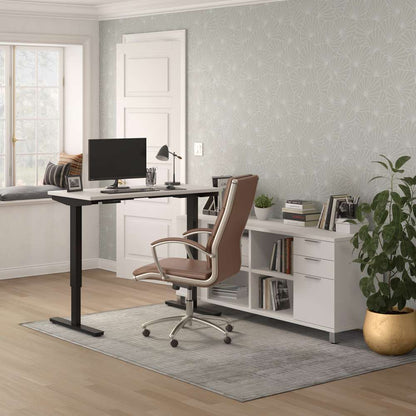 Bestar - Pro-Linea 72W L-Shaped Standing Desk in White - 120857-17 veiw 7