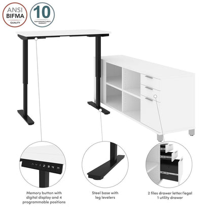 Bestar - Pro-Linea 72W L-Shaped Standing Desk in White - 120857-17 veiw 9