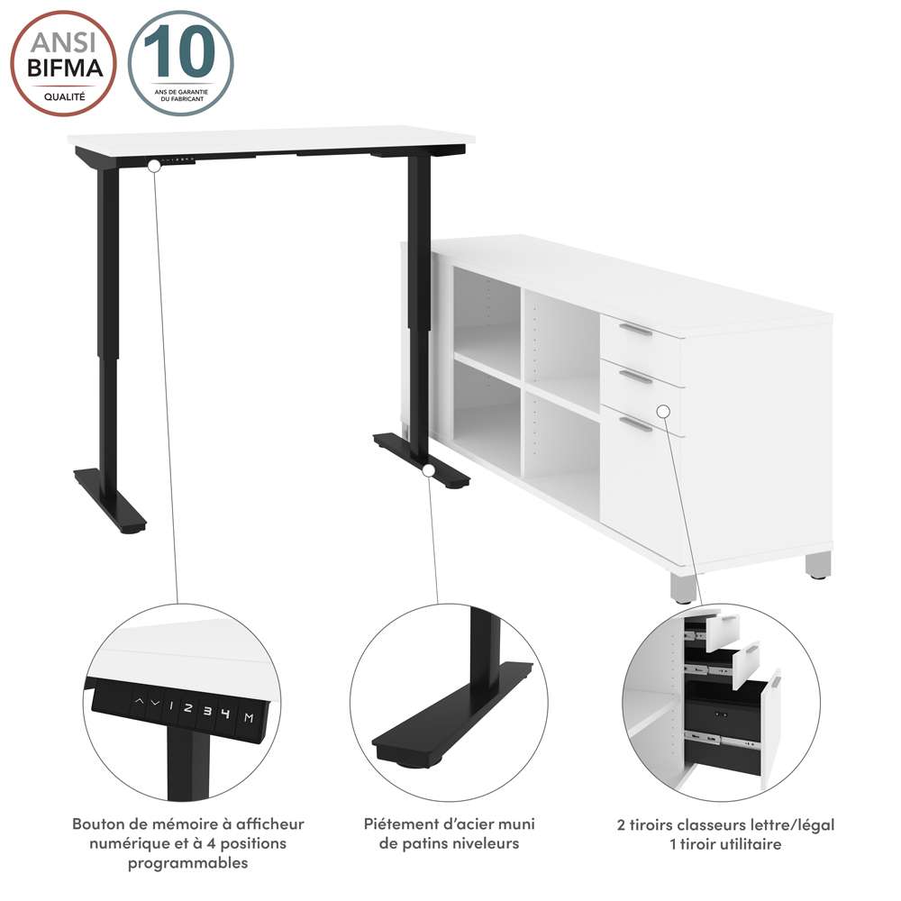 Bestar - Pro-Linea 72W L-Shaped Standing Desk in White - 120857-17 veiw 10