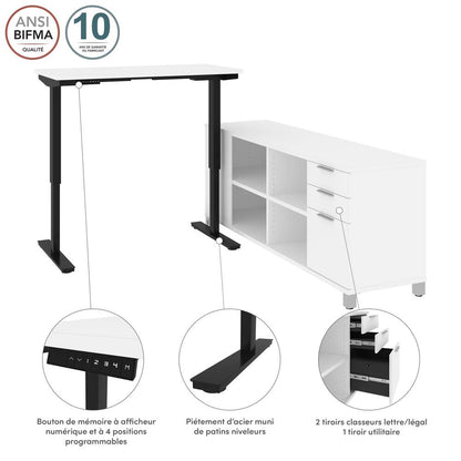 Bestar - Pro-Linea 72W L-Shaped Standing Desk in White - 120857-17 veiw 10