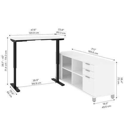 Bestar - Pro-Linea 72W L-Shaped Standing Desk in White - 120857-17 veiw 11