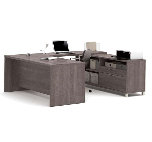 Bestar - Pro-Linea 72W U-Shaped Executive Desk in Bark Grey - 120861-47 veiw 1