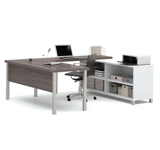 Bestar - Pro-Linea 72W U-Shaped Executive Desk with Metal Legs in Bark Grey - 120881-47 veiw 1