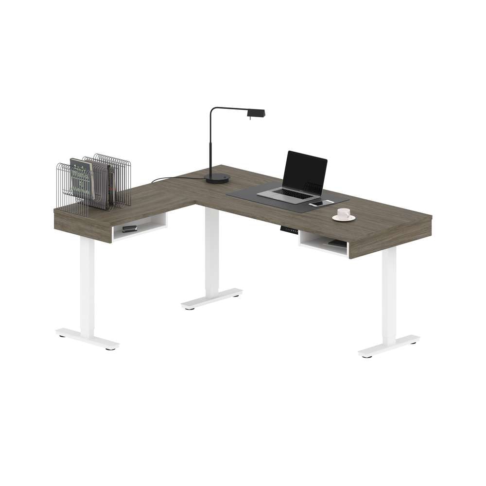 Bestar - Pro-Vega 72W L-Shaped Standing Desk in Walnut Grey & White - 130420-000035 veiw 3