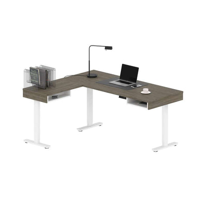 Bestar - Pro-Vega 72W L-Shaped Standing Desk in Walnut Grey & White - 130420-000035 veiw 3