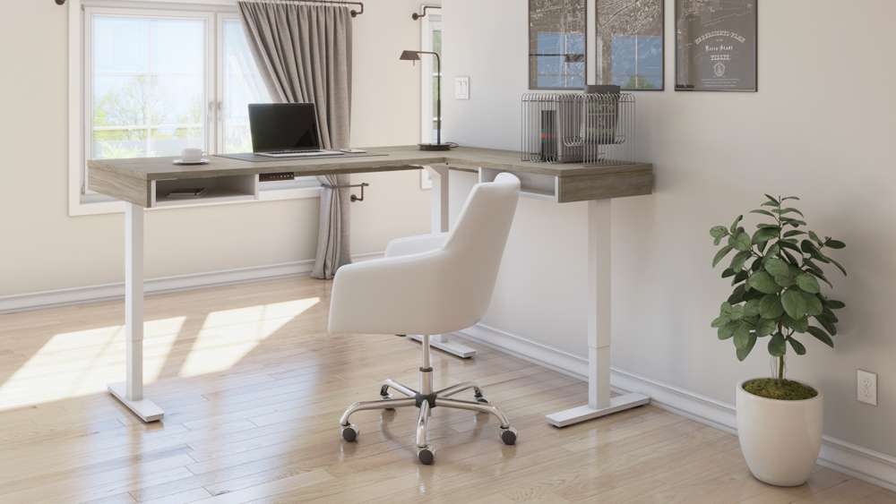 Bestar - Pro-Vega 72W L-Shaped Standing Desk in Walnut Grey & White - 130420-000035 veiw 7