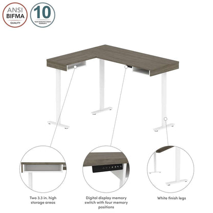 Bestar - Pro-Vega 72W L-Shaped Standing Desk in Walnut Grey & White - 130420-000035 veiw 10