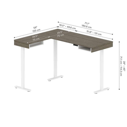 Bestar - Pro-Vega 72W L-Shaped Standing Desk in Walnut Grey & White - 130420-000035 veiw 11