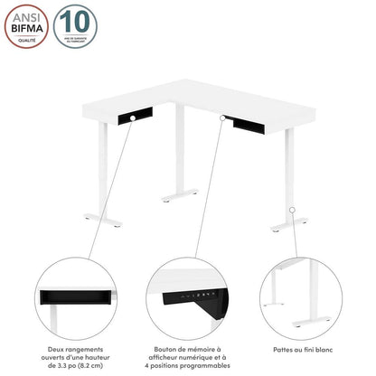 Bestar - Pro-Vega 72W L-Shaped Standing Desk in White & Black - 130420-000017 veiw 6