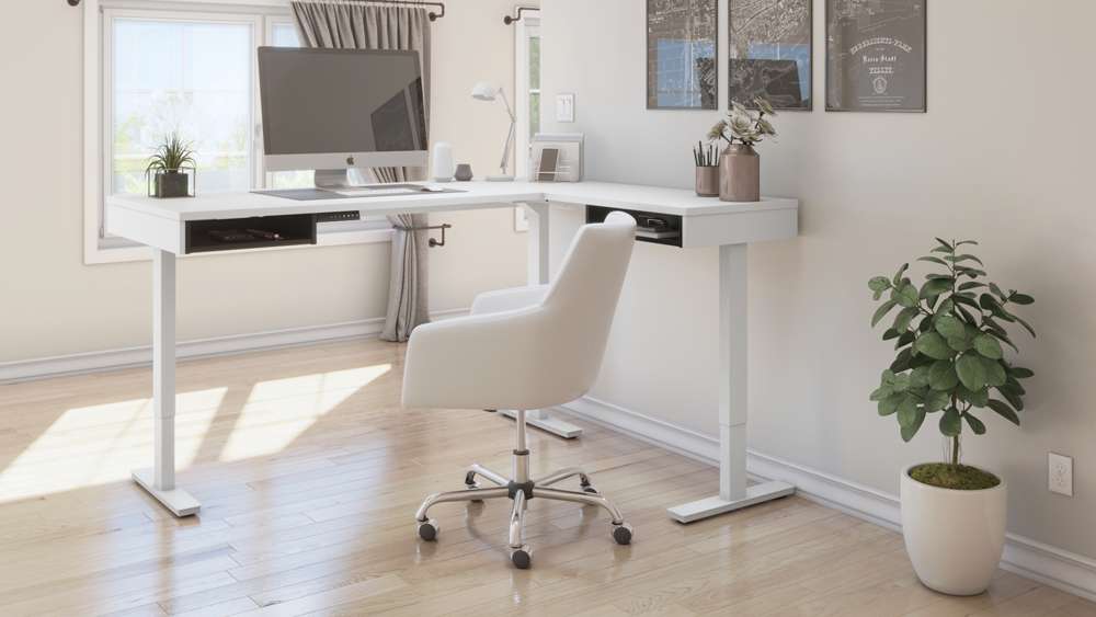 Bestar - Pro-Vega 72W L-Shaped Standing Desk in White & Black - 130420-000017 veiw 8