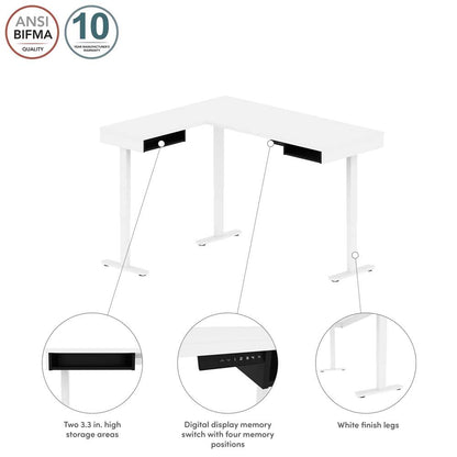 Bestar - Pro-Vega 72W L-Shaped Standing Desk in White & Black - 130420-000017 veiw 10