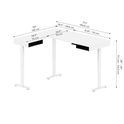 Bestar - Pro-Vega 72W L-Shaped Standing Desk in White & Black - 130420-000017 veiw 11