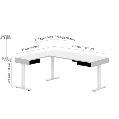 Bestar - Pro-Vega 81W L-Shaped Standing Desk with Credenza in White & Black - 130850-000017 veiw 6