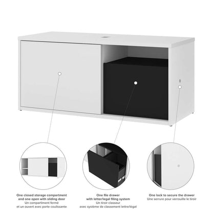 Bestar - Pro-Vega 81W L-Shaped Standing Desk with Credenza in White & Black - 130850-000017 veiw 7