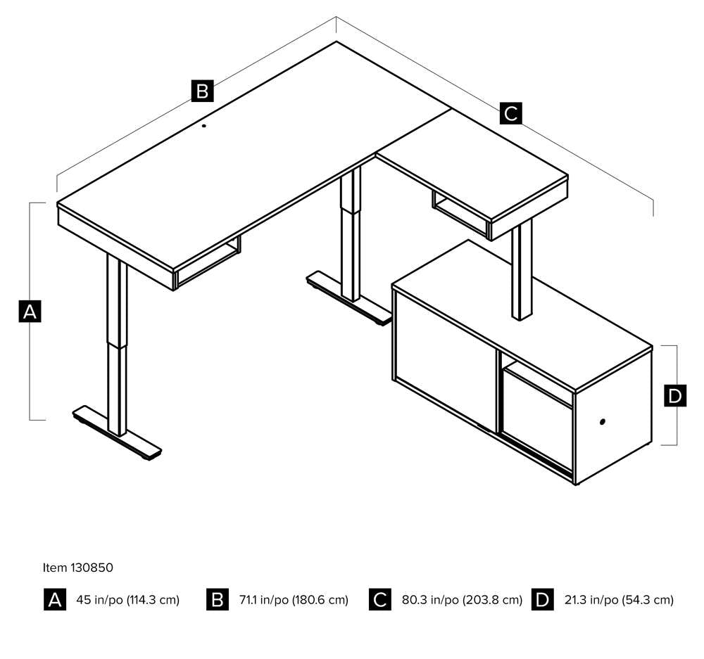Bestar - Pro-Vega 81W L-Shaped Standing Desk with Credenza in White & Black - 130850-000017 veiw 9