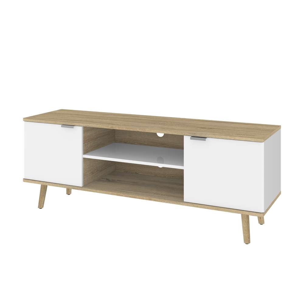 Bestar - Procyon 56W Tv Stand For 55 Inch Tv in Modern Oak &Amp; Uv White - 121200-000125 veiw 1