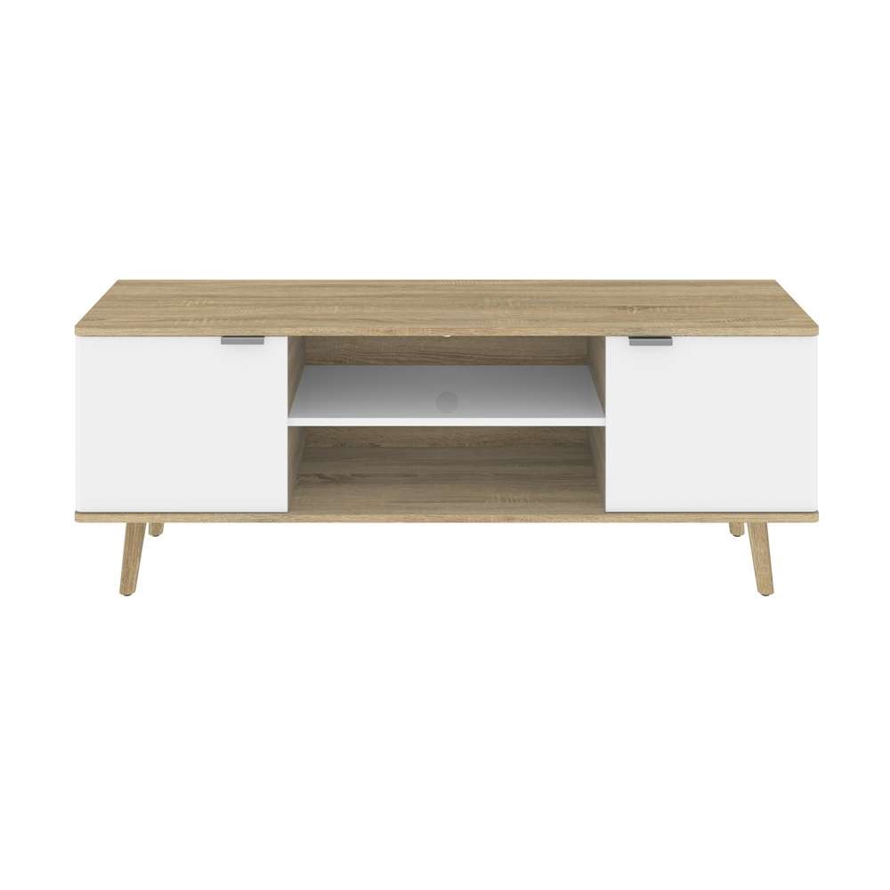 Bestar - Procyon 56W Tv Stand For 55 Inch Tv in Modern Oak &Amp; Uv White - 121200-000125 veiw 2