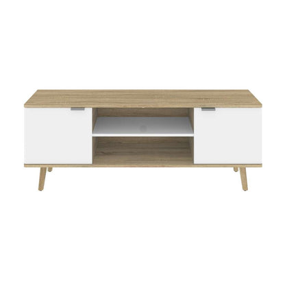 Bestar - Procyon 56W Tv Stand For 55 Inch Tv in Modern Oak &Amp; Uv White - 121200-000125 veiw 2