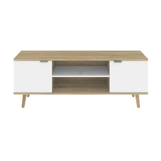 Bestar - Procyon 56W Tv Stand For 55 Inch Tv in Modern Oak &Amp; Uv White - 121200-000125 veiw 2