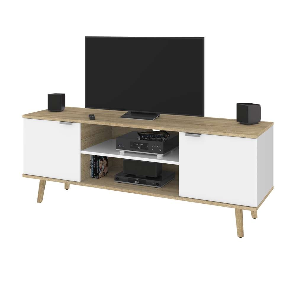 Bestar - Procyon 56W Tv Stand For 55 Inch Tv in Modern Oak &Amp; Uv White - 121200-000125 veiw 6