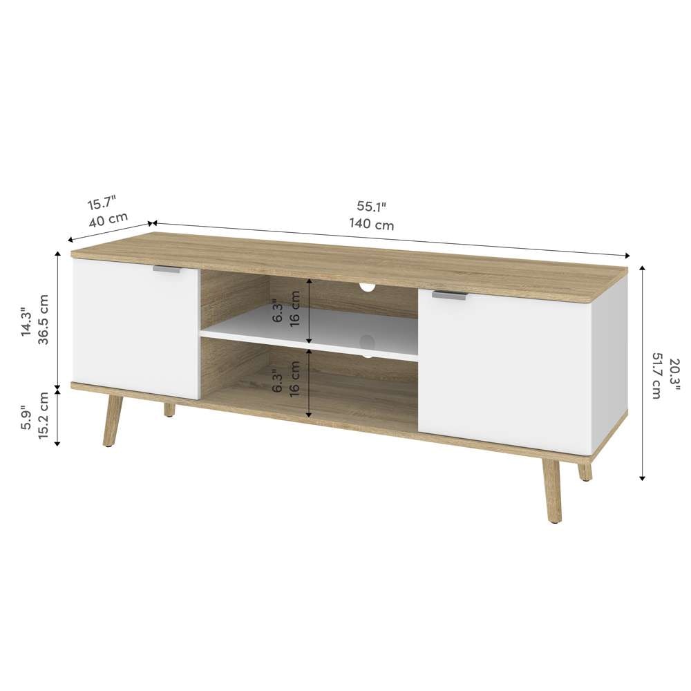 Bestar - Procyon 56W Tv Stand For 55 Inch Tv in Modern Oak &Amp; Uv White - 121200-000125 veiw 8
