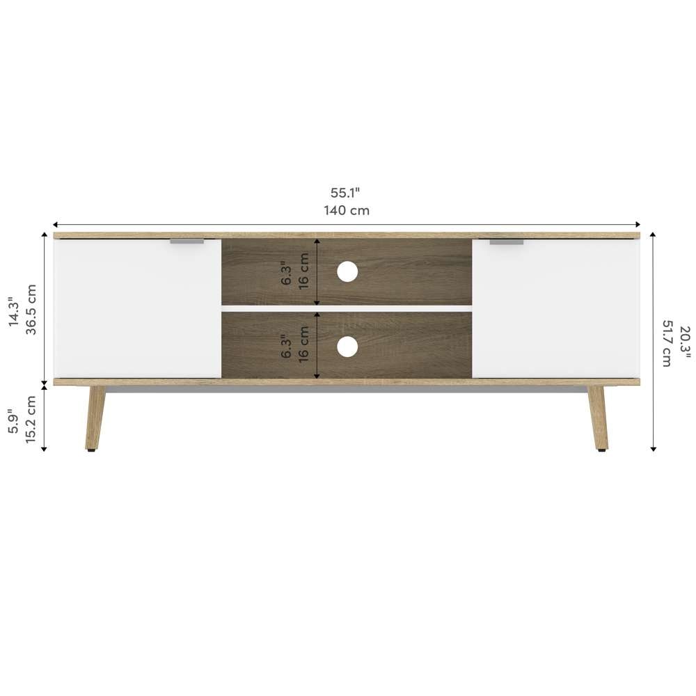 Bestar - Procyon 56W Tv Stand For 55 Inch Tv in Modern Oak &Amp; Uv White - 121200-000125 veiw 9