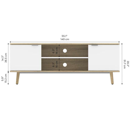 Bestar - Procyon 56W Tv Stand For 55 Inch Tv in Modern Oak &Amp; Uv White - 121200-000125 veiw 9
