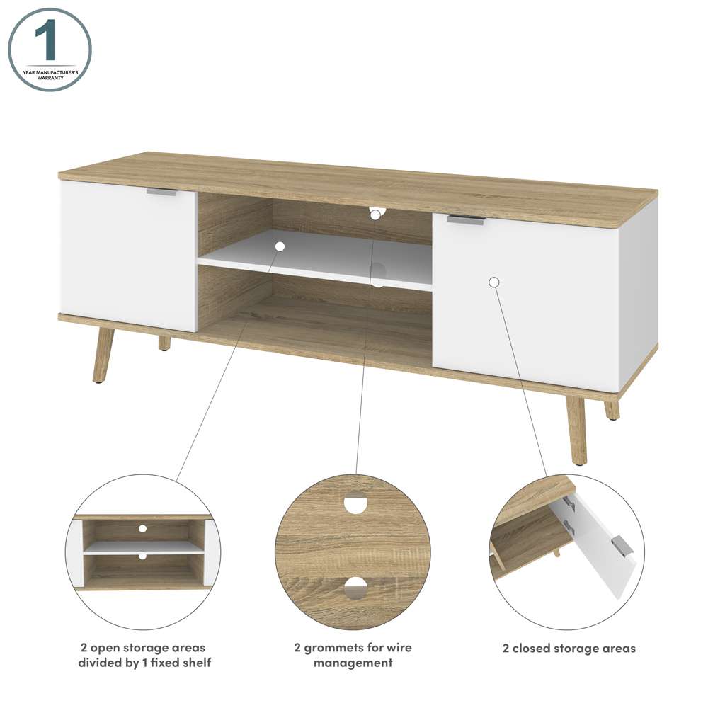 Bestar - Procyon 56W Tv Stand For 55 Inch Tv in Modern Oak &Amp; Uv White - 121200-000125 veiw 11