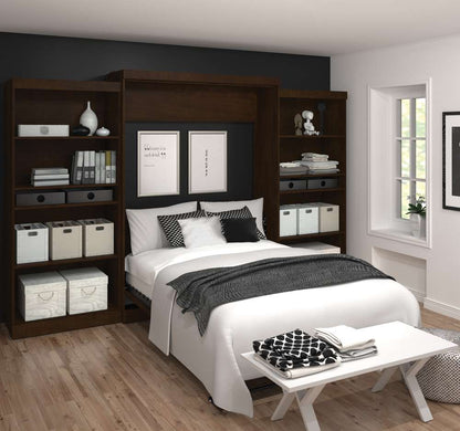 Bestar - Pur 136W Queen Murphy Bed with 2 Storage Units (137W) in Chocolate - 26885-69 veiw 3