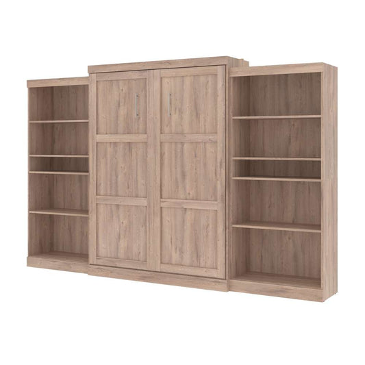Bestar - Pur 136W Queen Murphy Bed with 2 Storage Units (137W) in Rustic Brown - 26885-000009 veiw 1