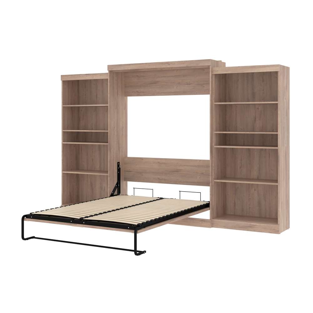 Bestar - Pur 136W Queen Murphy Bed with 2 Storage Units (137W) in Rustic Brown - 26885-000009 veiw 7
