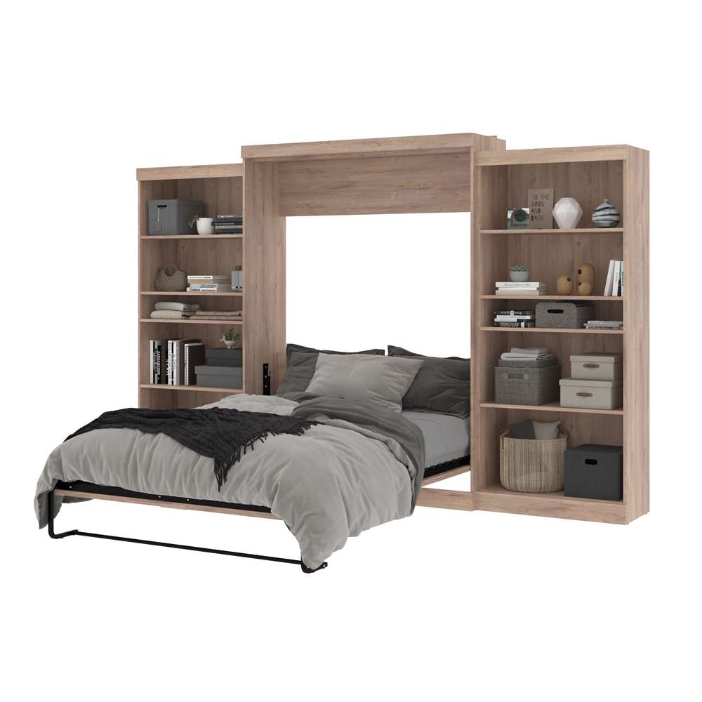 Bestar - Pur 136W Queen Murphy Bed with 2 Storage Units (137W) in Rustic Brown - 26885-000009 veiw 8