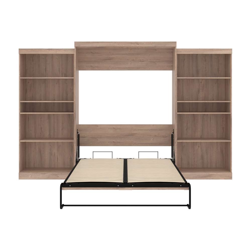 Bestar - Pur 136W Queen Murphy Bed with 2 Storage Units (137W) in Rustic Brown - 26885-000009 veiw 9