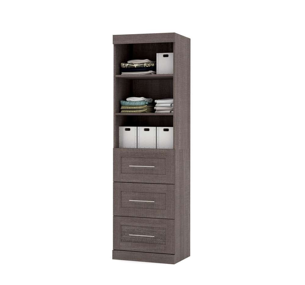 Bestar - Pur 25W Storage Unit with 3 Drawers in Bark Grey - 26871-47 veiw 3