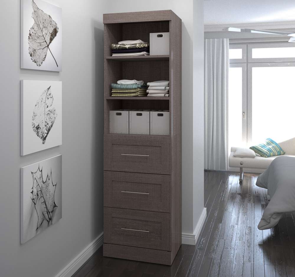 Bestar - Pur 25W Storage Unit with 3 Drawers in Bark Grey - 26871-47 veiw 4