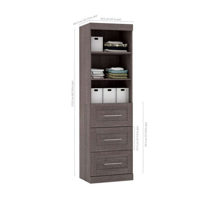 Bestar - Pur 25W Storage Unit with 3 Drawers in Bark Grey - 26871-47 veiw 5