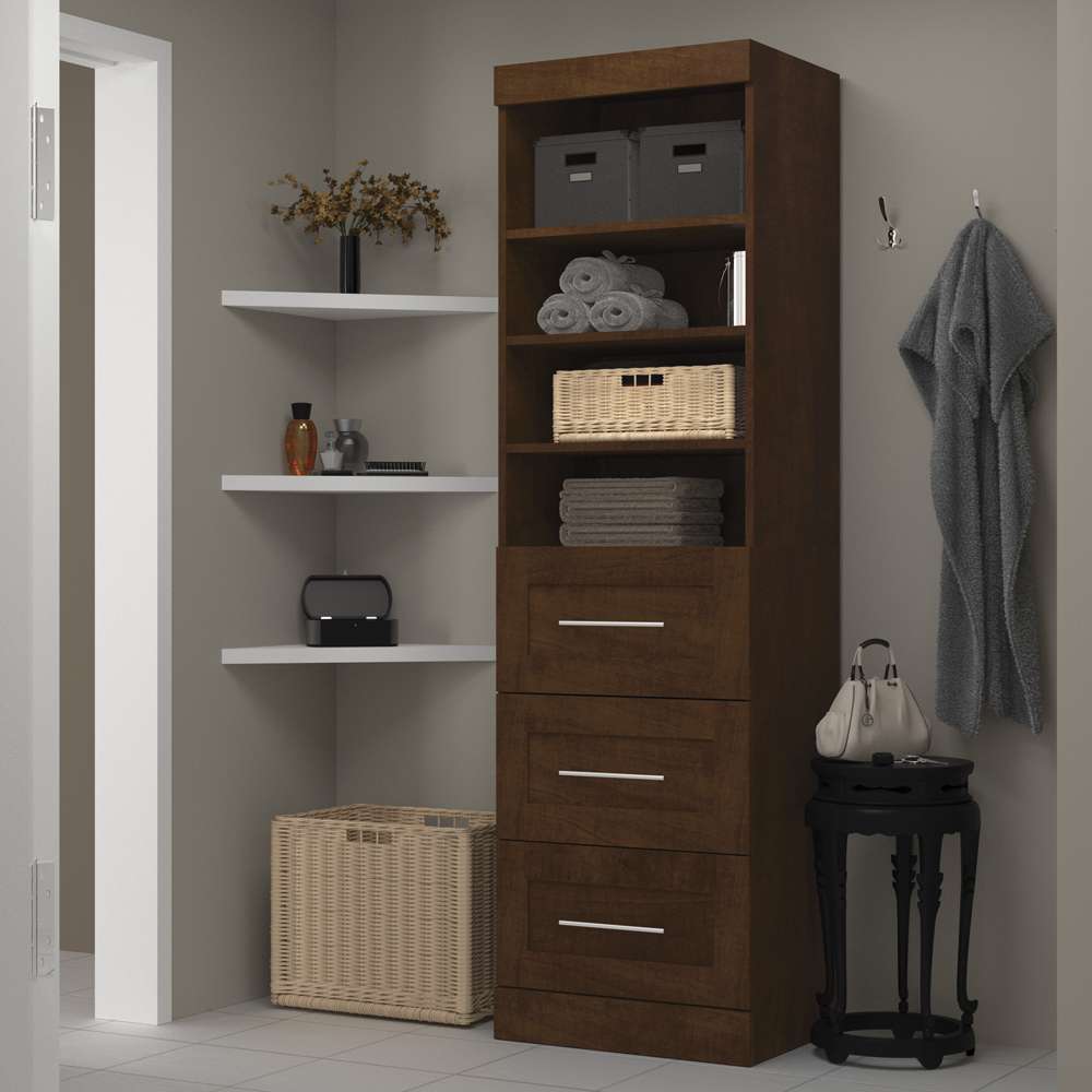 Bestar - Pur 25W Storage Unit with 3 Drawers in Chocolate - 26871-69 veiw 4