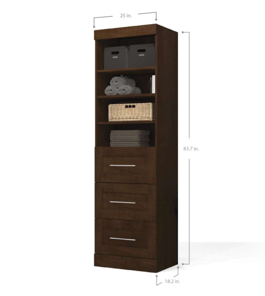 Bestar - Pur 25W Storage Unit with 3 Drawers in Chocolate - 26871-69 veiw 5