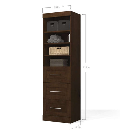 Bestar - Pur 25W Storage Unit with 3 Drawers in Chocolate - 26871-69 veiw 5