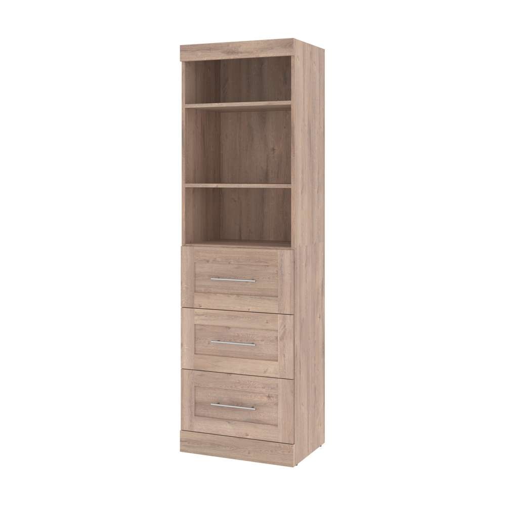 Bestar - Pur 25W Storage Unit with 3 Drawers in Rustic Brown - 26871-000009 veiw 1
