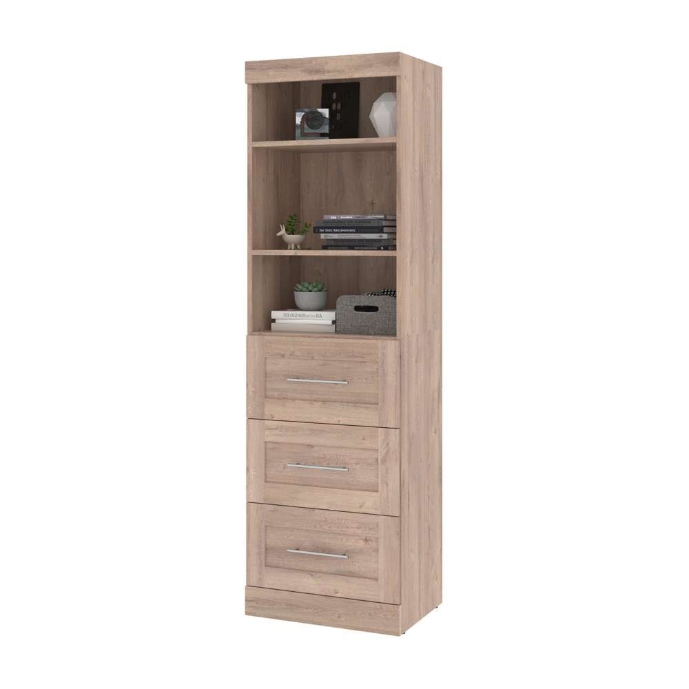 Bestar - Pur 25W Storage Unit with 3 Drawers in Rustic Brown - 26871-000009 veiw 2