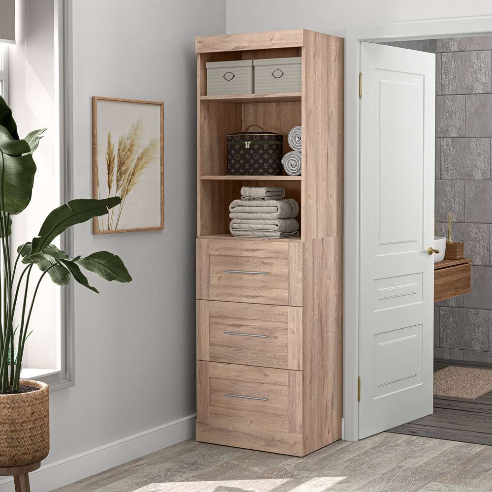 Bestar - Pur 25W Storage Unit with 3 Drawers in Rustic Brown - 26871-000009 veiw 7