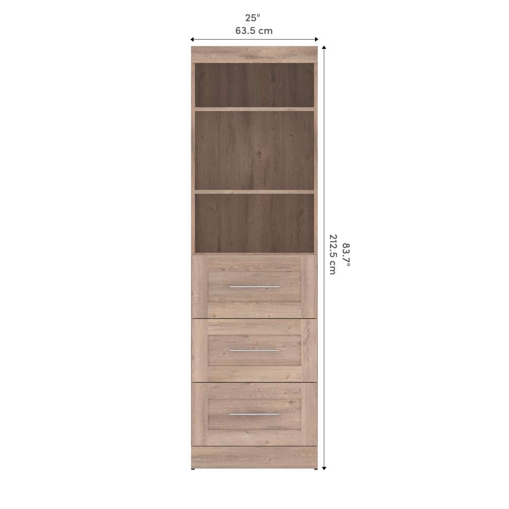 Bestar - Pur 25W Storage Unit with 3 Drawers in Rustic Brown - 26871-000009 veiw 11