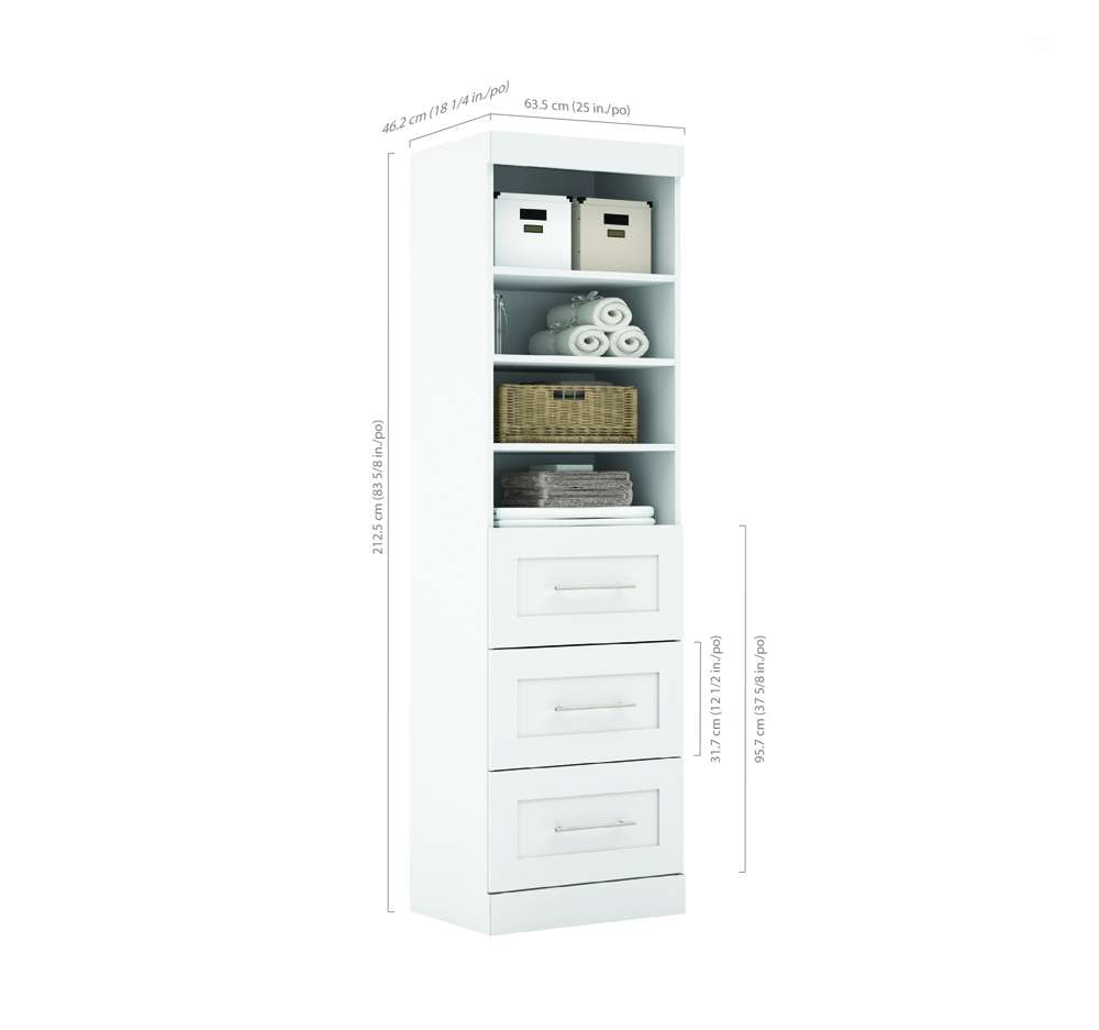 Bestar - Pur 25W Storage Unit with 3 Drawers in White - 26871-17 veiw 5