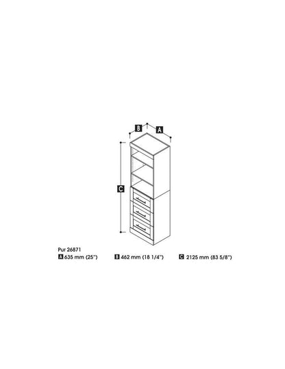 Bestar - Pur 25W Storage Unit with 3 Drawers in White - 26871-17 veiw 6