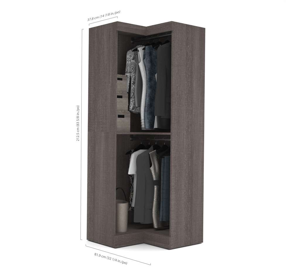 Bestar - Pur 33W Corner Closet Organizer in Bark Grey - 26165-47 veiw 5
