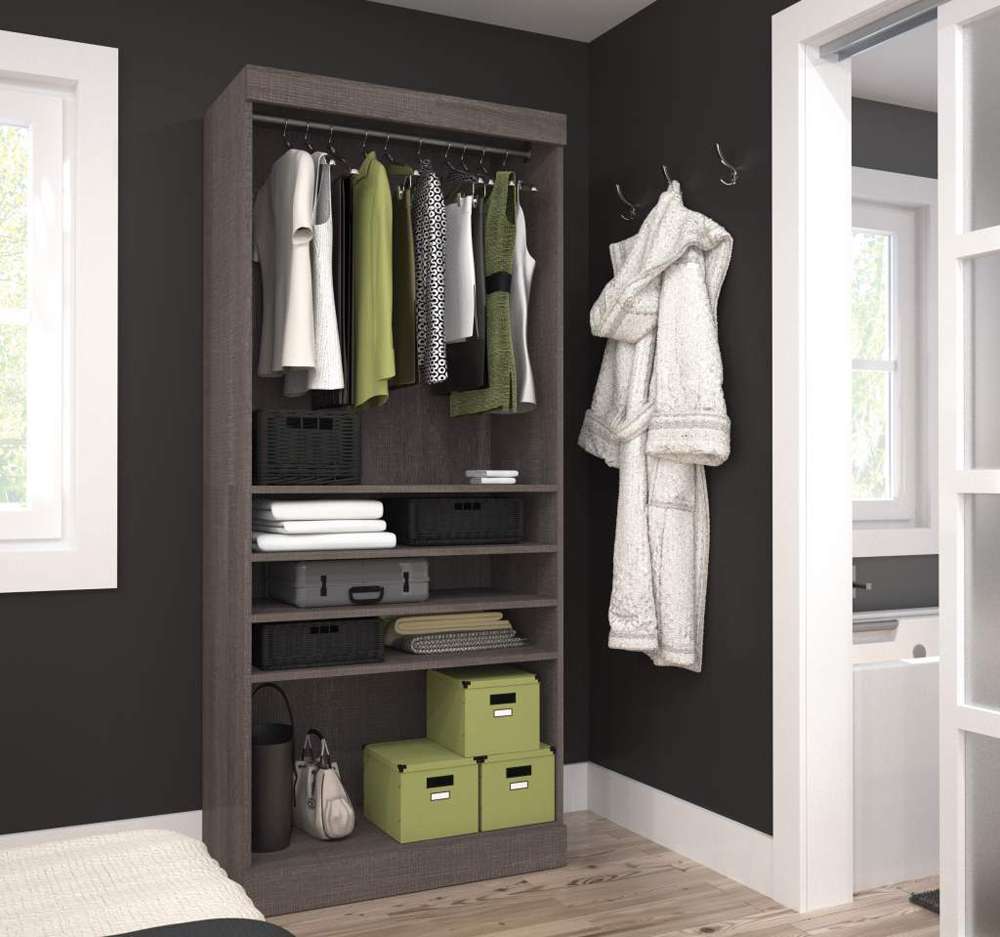 Bestar - Pur 36W Closet Organizer in Bark Grey - 26160-47 veiw 4